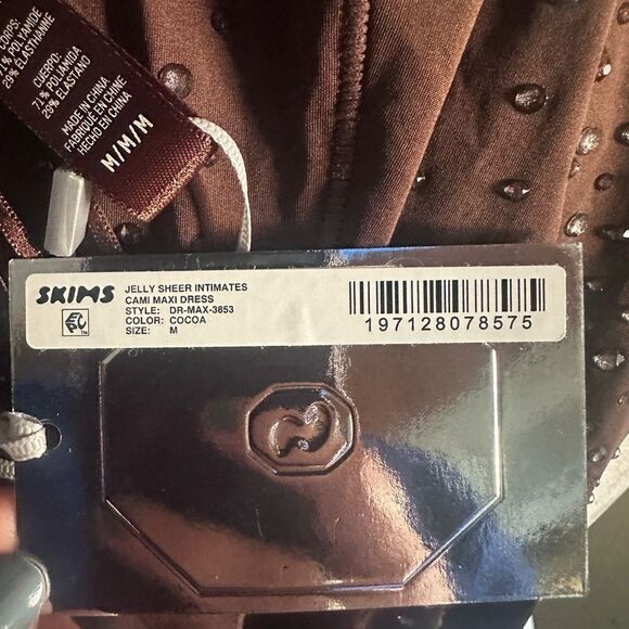 SKIMS x Swarovski Jelly Sheer Long Dress in Cocoa Sz Medium NWTs - Picture 9 of 10